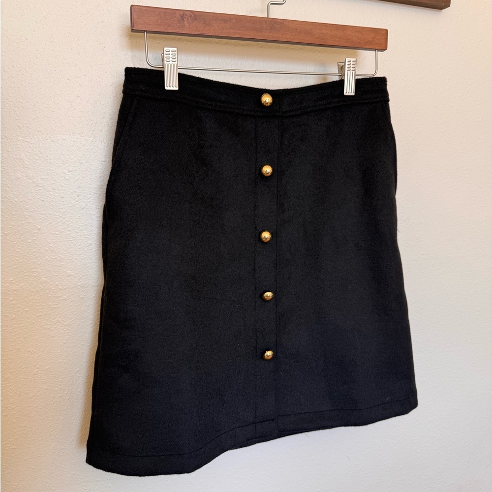 LOFT Black Skirt with Gold Buttons